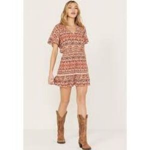 Idyllwind Blossom Flutter Sleeve Smocked Mini Dress Sz 2XL Western